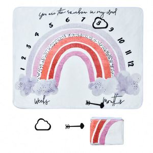 Manta de Franela Personalizada para Registrar los Hitos del Crecimiento del Bebé, Rastreador de Crecimiento para Fotografía de Recién Nacidos y Decoración de Cumpleaños - Product Image 4