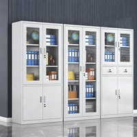Meuble de rangement métallique verrouillable avec portes vitrées et étagères, design compact, pour optimiser l'espace de stockage de dossiers pour écoles, hôtels, salons et bureaux à domicile