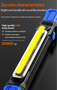 Lampe LED magnétique portative pour réparation automobile 360° °   Lampe d'inspection d'urgence pliable pour voiture avec crochet, lampe de travail - Product Image 6