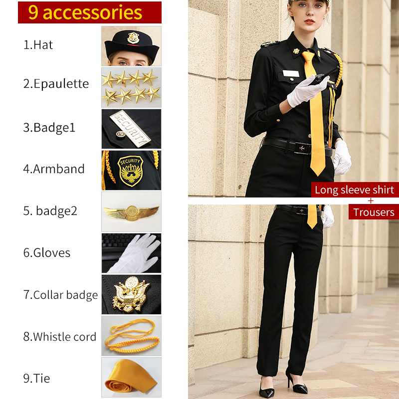 เสื้อเชิ้ตแขนยาว + หมวกสีดำ + อินทรธนู 3+7 อุปกรณ์เสริม