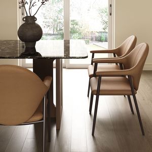 Sillas de Comedor de Diseño Nórdico Moderno en Cuero PU con Respaldo de Metal, Silla Portátil con Brazos para Sala de Estar, Hotel, Ocio, Económicas - Product Image 4