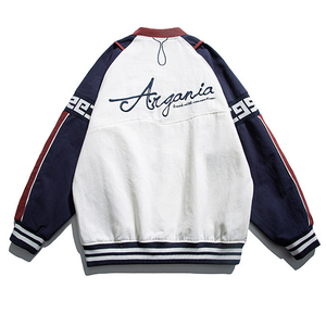 Autumn Color Block Custom Embroidered Baseball <b>Jacket</b> Coat Men Spring Autumn Street Trend Loose Teenager <b>Pilot</b> <b>Jacket</b> - Product Image 3