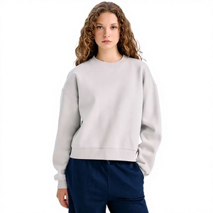 เสื้อสเวตเชิ้ตคอกลมผู้หญิง สีพื้น แขนยาว ผ้าถัก 100% ผ้าฝ้าย ใส่ได้ในฤดูใบไม้ร่วง ทรงปกติ ไม่บุซับใน แบบสวม - Product Image 5