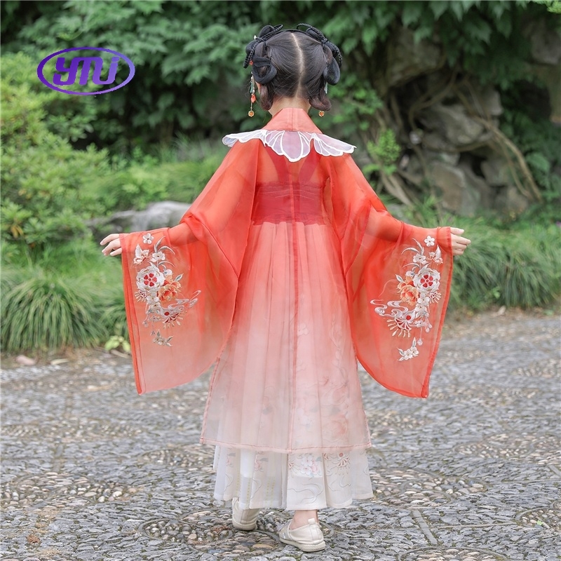 chinese fairy dress Retro Floral Brocade Qipao Fairy Dress with Flared Sleeves Green / M main image 0