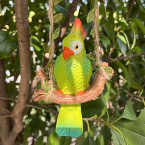 Vente en gros 3D Résine Perroquet <span class=keywords><strong>Oiseau</strong></span> Balançoire Jouet Figurine Jardin Extérieur Ornement Suspendu Décoration Animal Figurine Ornement - Product Image 2