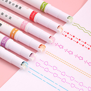 Creative 6-Color Journal Lace <b>Pen</b> Curved Highlighter Double-Head Type For Student Handwriting Art DIY - Product Image 3