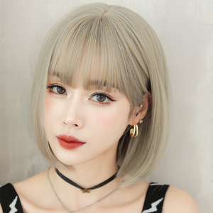 Ainizi วิกผมสั้นแฟชั่นบ๊อบสำหรับผู้หญิง,วิกผมสังเคราะห์สไตล์<span class=keywords><strong>เกาหลี</strong></span>น่ารักขนาด31ซม. - Product Image 4