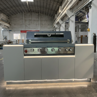Fabricant de meubles de jardin Foshan, armoires de cuisine modulaires en acier en forme de L, armoire extérieure pour réfrigérateur, barbecue, armoires de cuisine extérieures