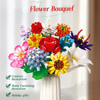 Vente directe d'usine 12 en 1 briques bouquet de fleurs enfants ensemble de construction bricolage mini bloc briques végétales