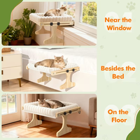 Hamac de fenêtre pour chat en bois avec nid en peluche, design classique et moderne, Noël, pour chats de petite et moyenne taille