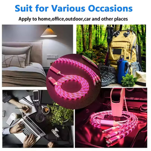 High-Speed 3-in-1 Phone Charger with Glowing Flowing Light Trending Fast Charging USB <b>Data</b> <b>Cable</b> Arrivals - Product Image 6