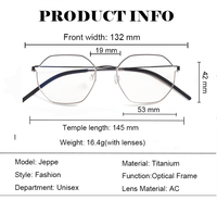 Lunettes de vue JEPPE sur mesure, légères, à monture intégrale, anti-reflets, vintage, carrées, surdimensionnées, monture dorée, couleur bleue pour hommes