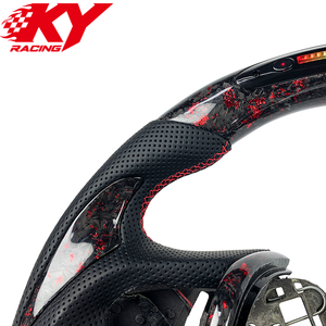 Volant sport LED RPM en cuir véritable et fibre de carbone forgée rouge personnalisé pour Nissan Maxima Bluebird Lannia Sylphy - Product Image 2