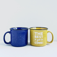 Lot de tasses à café de camping en émail couleurs assorties avec rebord argenté – Offre en gros pour professionnels et commandes en gros