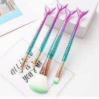 JIY OEM Kit de Pinceaux de Maquillage Sirène Professionnel 10 Pièces en Fibres Douces, Portable, pour Fard à Paupières, Poudre Libre et Illuminateur, et Pinceau à Rasoir