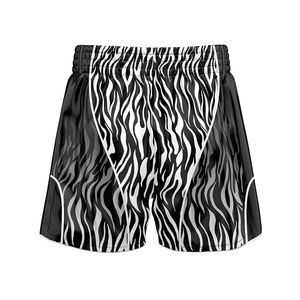 Para pantalones cortos de boxeo elásticos con estampado de cebra hechos a medida 100% poliéster estilo Atlético MMA Trunks que absorben la humedad - Product Image 3