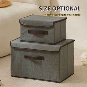 Boîte de rangement pliable pour vêtements, panier organisateur de garde-robe, boîte de rangement pour vêtements en tissu non tissé avec couvercle - Product Image 6
