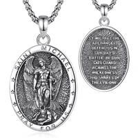 Merryshine Pendentif Chrétien Saint Michel Archange, Médaille Catholique, Bijou Protecteur Religieux, Collier en Cuivre de Jésus