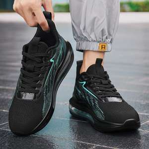 Men's Breathable Non-slip Casual Fashionable Sports Shoes Cushioning Pure Color Knitted Mesh Fabric <b>for</b> Walking <b>Running</b> - Product Image 4