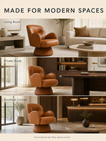 Fauteuil d'appoint rembourré en cuir pleine fleur, confortable et élégant, idéal pour appartement, réception ou usage domestique – Vente directe usine