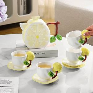 Juego de Té de Cerámica con Forma de Limón - Vajilla Divertida <span class=keywords><strong>para</strong></span> el Hogar - Product Image 1
