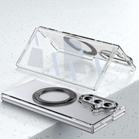 Étui de téléphone magnétique transparent avec support rotatif en métal pour Samsung Galaxy Z Fold 8 Ultra 7 avec protection d'écran