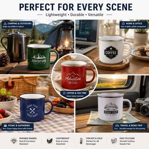 Custom Printing logo Dishwasher Microwave Safe Outdoor Travel <b>Enamel</b> Camping Mug Wholesale Beverages Coffee <b>Cup</b> <b>Enamel</b> Mug - Product Image 2
