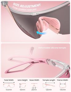 Tr90 Half <b>Frame</b> UV400 Outdoor Dirt Bike Glasses Clear <b>Pink</b> Green Photochromic Cycling Sunglasses - Product Image 3