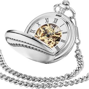 Montre de poche mécanique classique Besseron à double mouvement fluide avec chaîne pour homme - Product Image 3