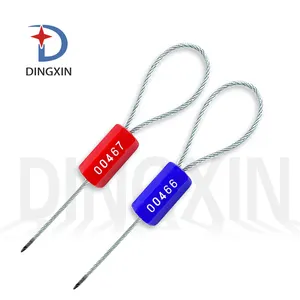 DX209C中国工場卸売価格プラスチックワイヤーシール赤白レーザーバーコードセキュリティケーブルシール