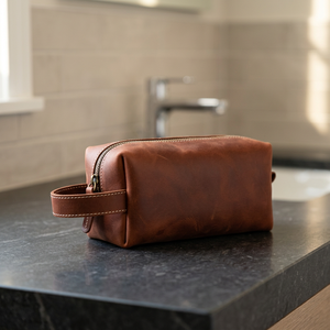 Abstract Genuine Leather Textures Eco-Friendly Foldable Zipper Closure Large Capacity Cosmetic Bag Women Fashion <b>Makeup</b> <b>Case</b> - Product Image 3