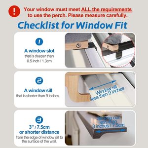 Kedi Pencere Yatağı, Destekli Ortopedik Hamak Tasarımı ve Birinci Sınıf Sert Ahşap Sağlam Metal Çerçeveli Büyük Kediler ve Yavrular için Kedi Yatağı - Product Image 6