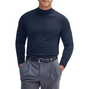 Custom <b>Mens</b> Mock <b>Turtleneck</b> Long Sleeve Thermal Base Layer <b>Top</b> Slim Fit Breathable Polyester Undershirt - Product Image 1