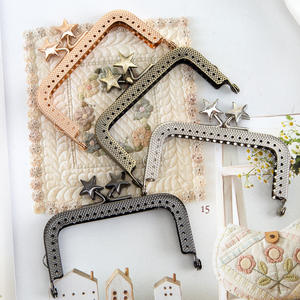 Cabeza de cuentas de estrella Pentagonal, 8,5 CM, <span class=keywords><strong>10</strong></span>,5 CM, grano cuadrado a cuadros con cierre de agujero, marco de monedero, material artesanal, accesorios de bolsa - Product Image 1