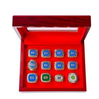 Ensemble de bagues 12 pièces de bagues de championnat national NCAA Notre Dame Ensembles de bijoux plaqués or 18 carats Boîte à bagues Champions personnalisée en bois