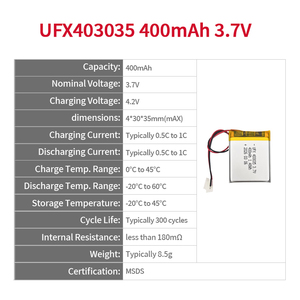 공장 직판 403035 리튬이온 배터리 400mAh 3.7V 충전식 리튬폴리머 셀 소비자 가전용 도매 - Product Image 2
