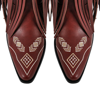 Bottes de cowboy western à franges pour femme 2025, bordeaux, brodées, mi-mollet, chaussures de mode pour soirée