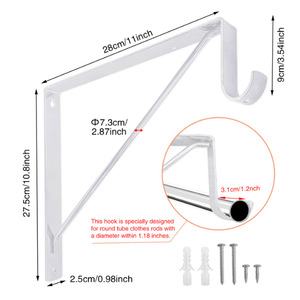 Supporti per Mensole da Parete in Acciaio al Carbonio Resistente con Rivestimento in Polvere, Capacità 250 lbs, Viti Incluse - Product Image 2