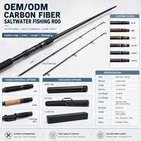 Canne à pêche de surfcasting en fibre de carbone Zeroring 3,9 m 3 brins, canne à pêche de plage robuste, OEM ODM, logo personnalisé, vente en gros, directement de l'usine
