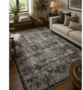 Tapis moderne géométrique en laine/soie, fabriqué à la machine, 5x7 pieds, lavable, antidérapant, pour salon et chambre, épaisseur moyenne - Product Image 2