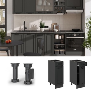 <span class=keywords><strong>Meuble</strong></span> de <span class=keywords><strong>cuisine</strong></span> modulaire 46 <span class=keywords><strong>cm</strong></span> sans plan de travail Anthracite avec pieds réglables <span class=keywords><strong>3</strong></span> étagères Poignée et bouton - Product Image 3