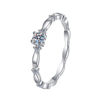 Bague empilable délicate en argent sterling S925 avec certificat GRA, moissanite taille ronde couleur D VVS1, pierres dispersées, pour femme