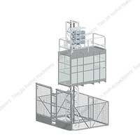 Palans de levage de chantier personnalisés en usine à double cage 2000 kg avec moteur et boîte de vitesses pour bâtiments de grande hauteur, utilisation extérieure, système crémaillère et pignon
