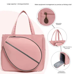 Borsa <span class=keywords><strong>da</strong></span> <span class=keywords><strong>Tennis</strong></span> Rosa con Scomparto Indipendente per Scarpe, Borsa Tote <span class=keywords><strong>da</strong></span> <span class=keywords><strong>Tennis</strong></span> per Donne, Borsa a Tracolla per Racchetta <span class=keywords><strong>da</strong></span> <span class=keywords><strong>Tennis</strong></span> per Uomini e Donne - Product Image 3