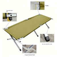 Lit de camping pliant moderne et minimaliste, directement de l'usine, lit de sieste individuel, ultra-léger en acier allié et tissu Oxford, pour situations d'urgence