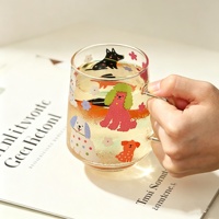 Gobelet en verre imprimé de dessins animés haute capacité, tasse à jus et à eau esthétique résistante aux hautes températures pour la maison