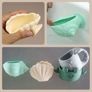 Jouets de bain en silicone pour tout-petits, animaux marins, 4 en 1, sans moisissure, avec ventouse - Product Image 4