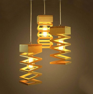 Moderna sala da pranzo interna minimalista lampada a sospensione calda bianca quadrata in legno e vetro decorazione rustica (1200) - Product Image 6