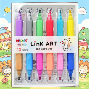 Surligneurs Kawaii Patte de Chat Bicolores – Lot de 12 – Surligneurs <span class=keywords><strong>Pastel</strong></span> Double Pointe Link Art pour Journal, École et Fournitures de Bureau - Product Image 2