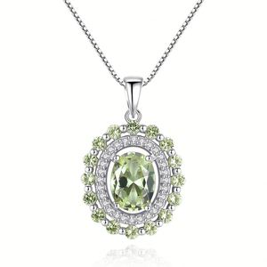 Ensemble de bijoux de luxe classique en zircon vert ovale 6*8mm pour femmes, fiançailles, mariage, plaqué rhodium, livraison gratuite - Product Image 2